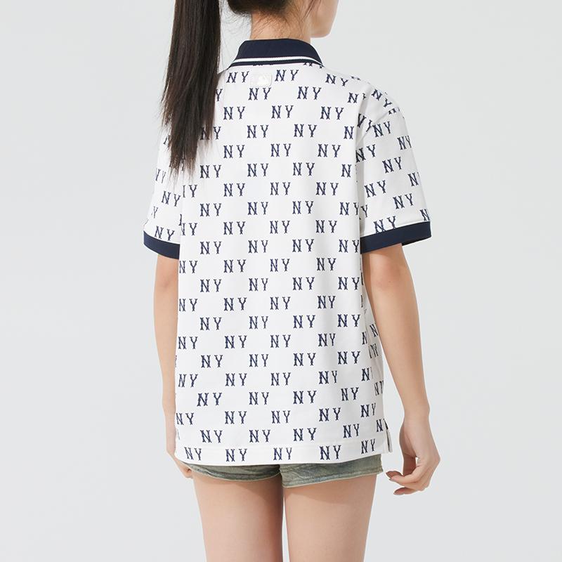 New MLB Monogram NEW YORK YANKEES SS25 Polo Shirt Unisex Ivory 3APQM0153-50IVS