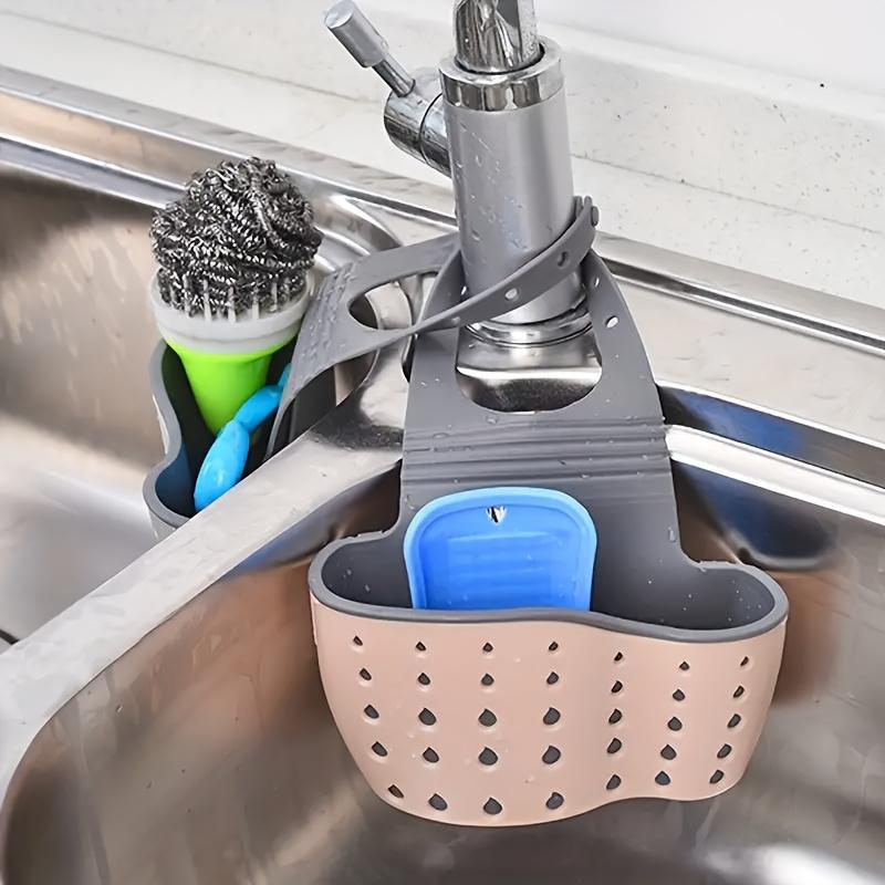 Household Adjustable Button Type Sink Drain Hanging Bag Kitchen Storage Shelf Faucet Sponge Twolayer Drain Hanging Basket