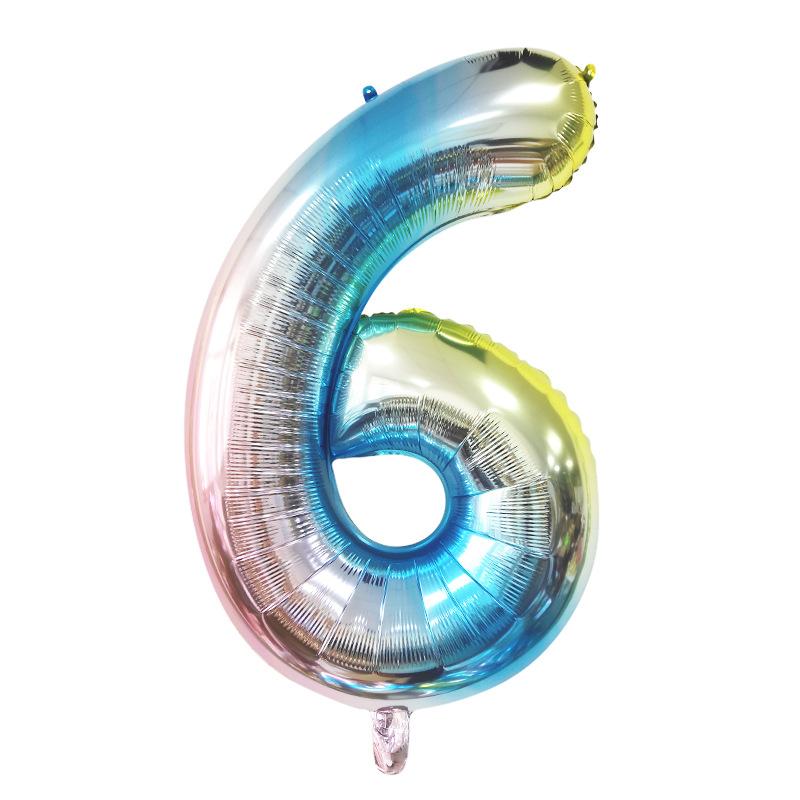 32 Inch Gradual Change Color Aluminum Film Digital, Medium Aluminum Film Digital Balloon Birthday Party Holiday Decoration