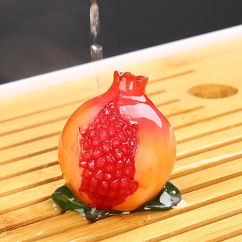 1pc Creative Tea Pet Ornaments Resin Color Changing Desk Decoration Fruit Model Sculpture Home Accessories Tea Table Crafts