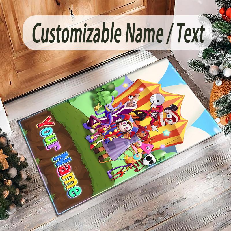 Personalized Crystal Velvet Carpet Custom Name Text,The Amazing Digital Circus Anti Slip Area Rug For Home Decoration
