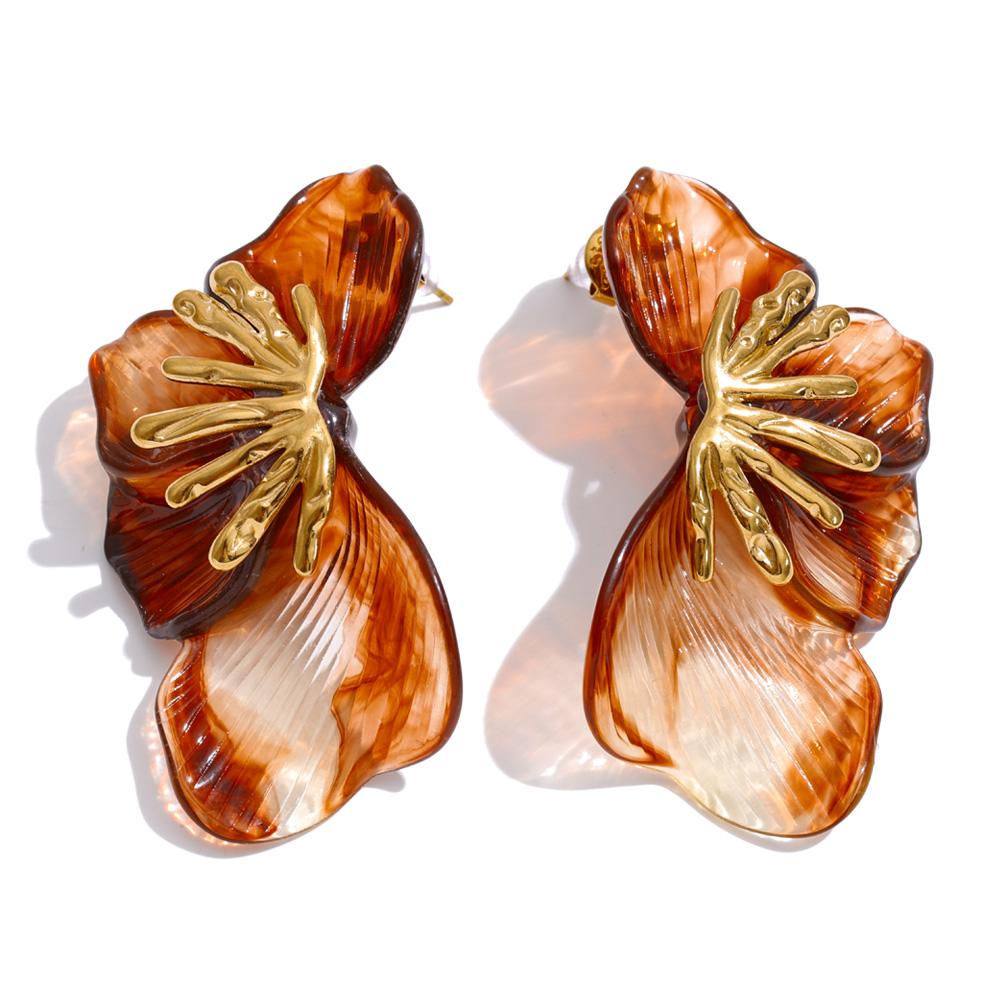 

Yhpup 3 Color Stainless Steel Resin Acrylic Flower Stud Earrings 2026 New Arrivals Gold Color Popular Charming Statement Jewelry