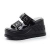 Fashion 10CM New Women's Summer Outdoor Beach Wedge Heel Thick Bottom Slip-On Slippers High Heels Buckle Shoes 2025 Ladies Flat Sandals
