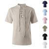 Men's Short Sleeve Cotton Linen Shirt for Casual Everyday Wear
