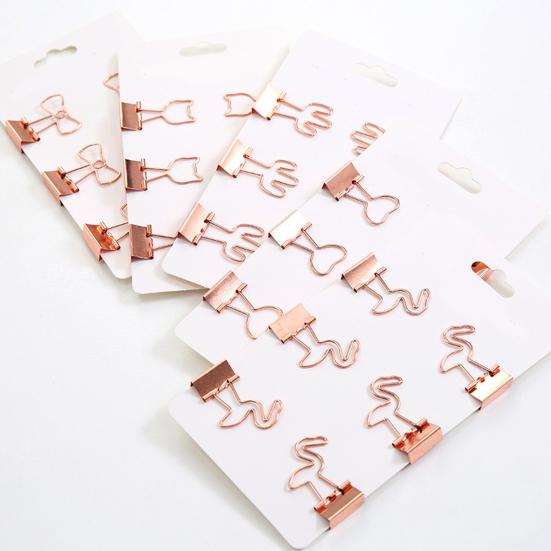 6Pcs Metal Paper Clips Cute Animal Shape Binder Clamps for School Office Colorful Document Photo Holders