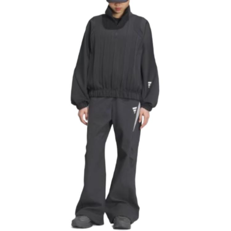 adidas Serie Casual Felpa Pullover Comoda con Collo Alto e Mezza Zip da Donna Nero Carbone JM4258