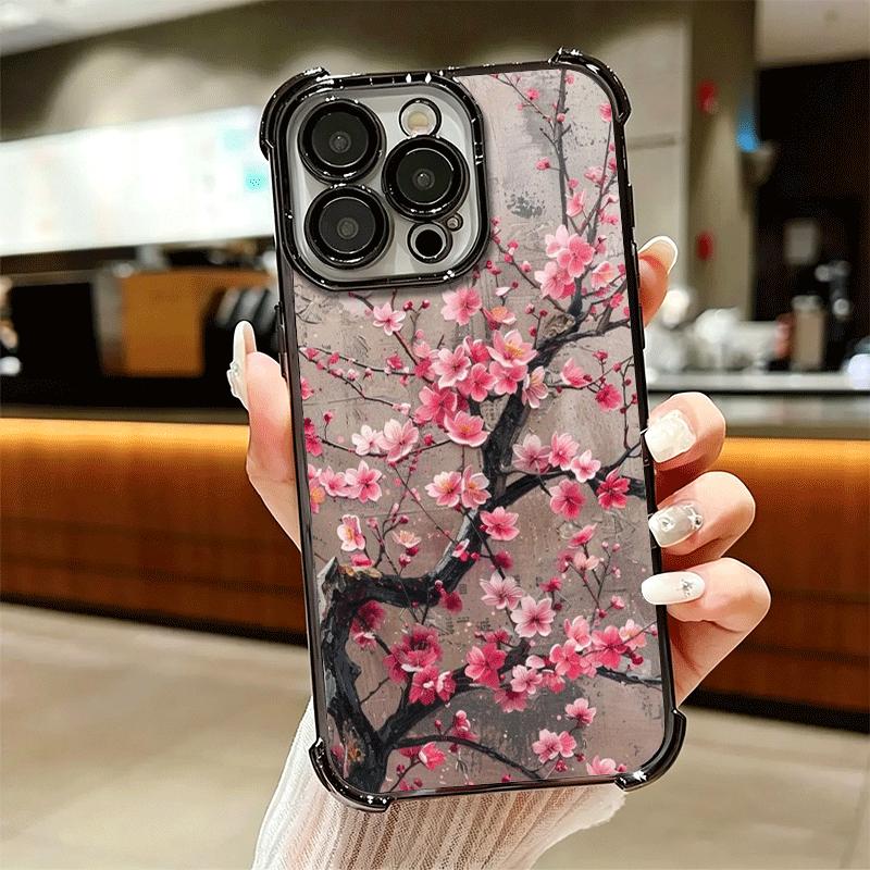 Kirschblüte Sakura Mode Beschichtung Handyhülle Für Iphone 16 17 Pro Max Air 16E 14 15 Plus 12 13 Mini Anti-Fall Airbag Hülle