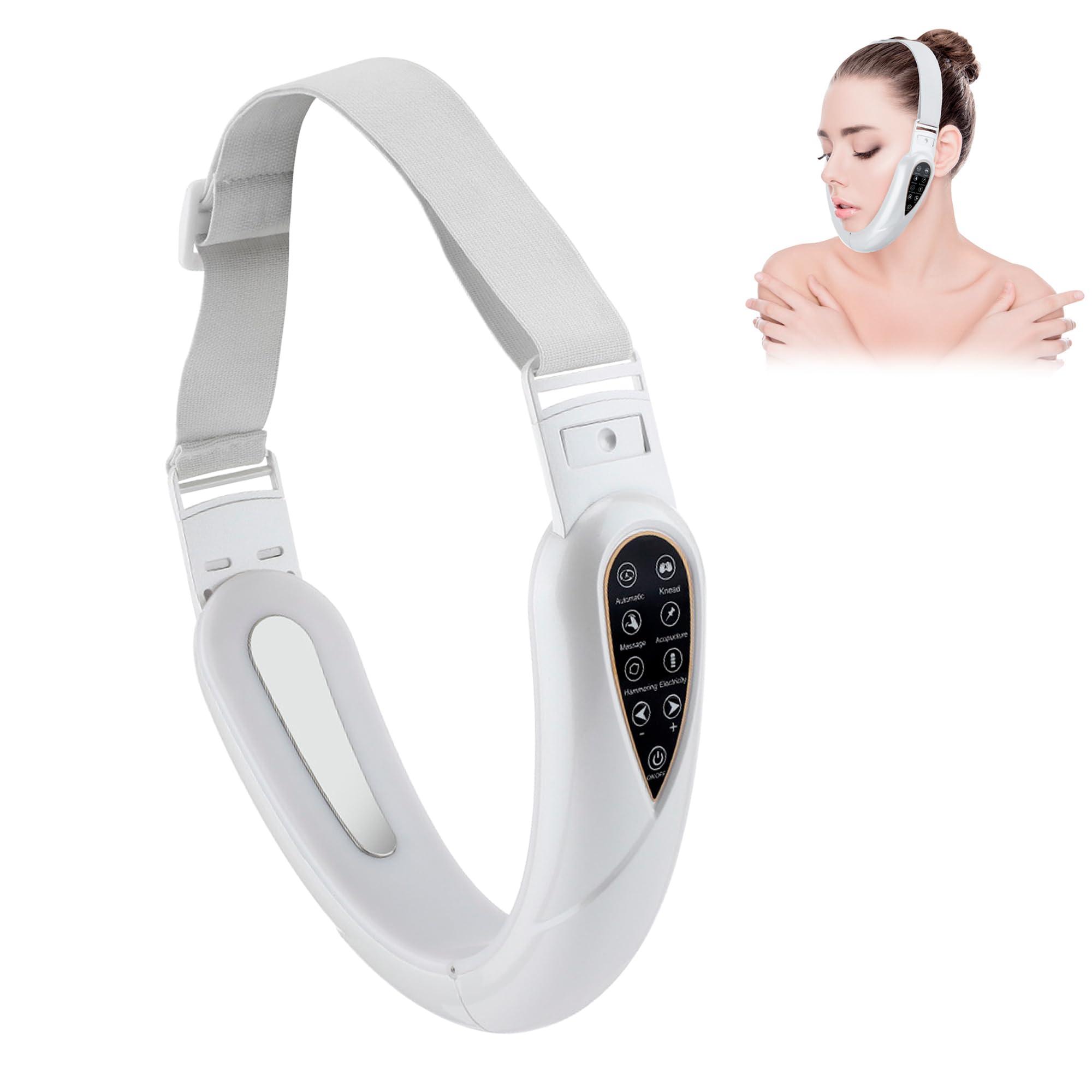 

Массажер 4 в 1 для лица, устройство для скульптурирования лица при двойном подбородке, уменьшает провисание кожи, управление с пульта, 5 режимов, белый