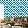 Wallpaper Casual checkerboard turquoise and white, turquoise background 50x1000
