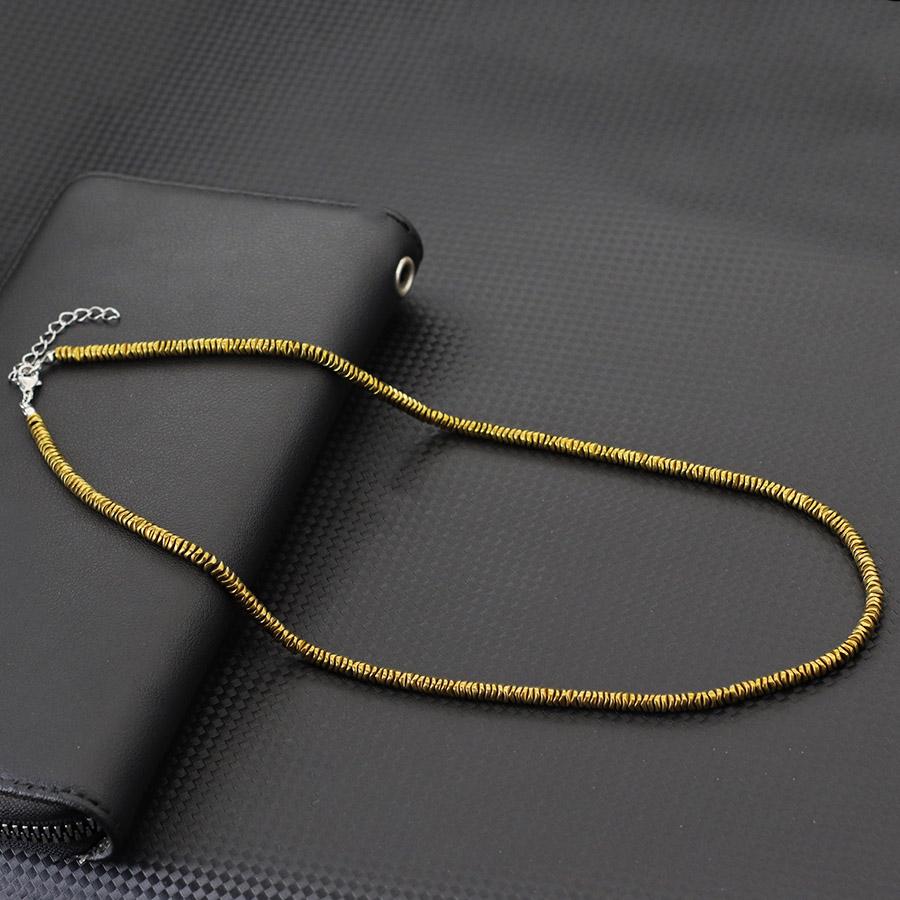 

Minimalist 4mm Beads Hematite Stone Healing Necklace For Men 19 Inches Vintage Silver Gold Color Short Collar Casual Accessories 48cm(19inches)