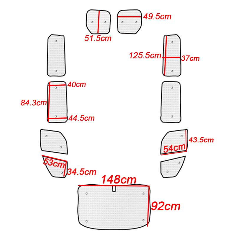 Sun Shades For Ford Transit Custom Tourneo MK1 2012-2021 LWB Sunshade Full Cover Windshield Blackout Anti UV Visor Accessories