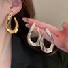 Exaggerated Distorted Geometric Silver Needle Earrings Cold Earrings