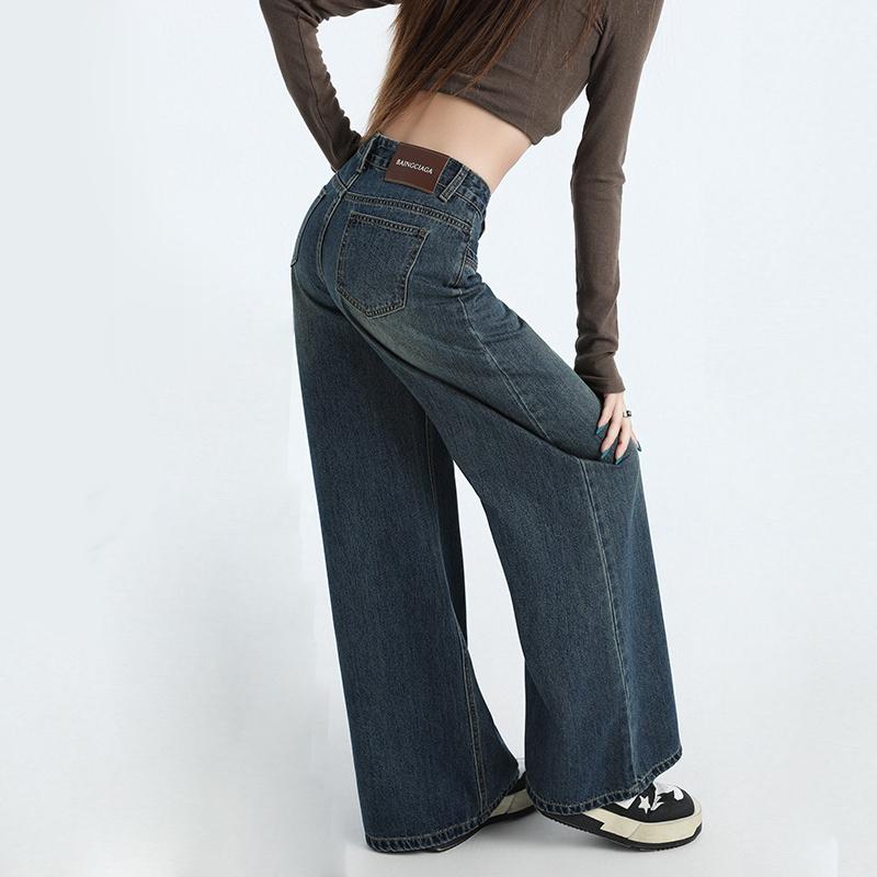 Gedijie Spring Wide Leg Trumpet Jeans for Women