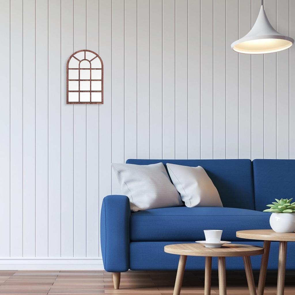 Duża rustykalna drewniana rama okienna Naklejka ścienna Samoprzylepna Zdejmowana Łukowa naklejka okienna do salonu sypialni przedpokoju