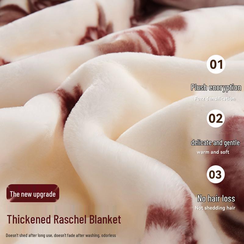 Raschel Plush Thickened Autumn/Winter Blanket - Warm Coral Fleece Quilt for Dorms & Beds