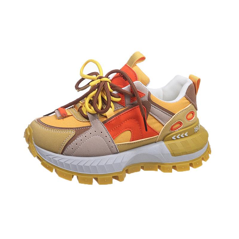 Red women's new spring and autumn color matching Forrest Gump shoes show small platform sports versatile casual shoes