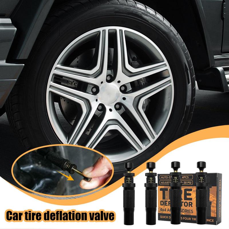 Over Sand Tire Deflator 4 Pieces Car Deflator Valve Vent Valve Portable Car Adventure Gear For Truck Bike Motorcycle Maintenance