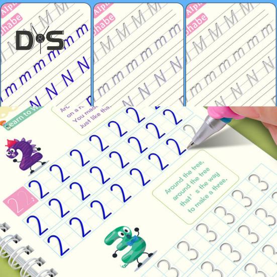 Cvičný sešit pro psaní rukou pro děti, kouzelný drážkovaný psací sešit, opakovaně použitelný pracovní sešit pro psaní, mateřská škola, předškolní potřeby pro děti