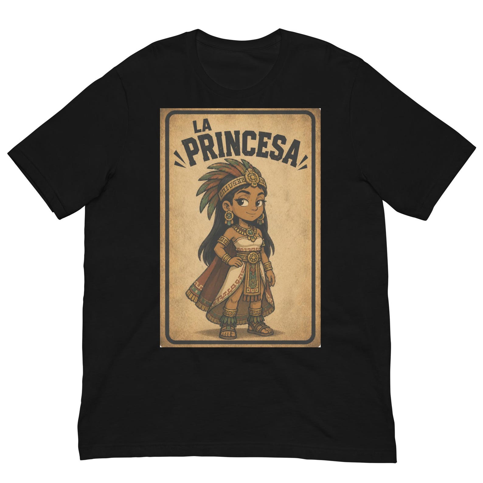 La Princesa Aztec Shirt, Aztec Princess Tee, Mexican Heritage T-Shirt, Chicano Culture Graphic, Indigenous Warrior Gift S
