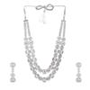 Atemberaubendes Designer-Halsketten-Set mit zweireihigem Design von Estele mit rhodinierten Zirkonia und weißen Kristallen für Damen
