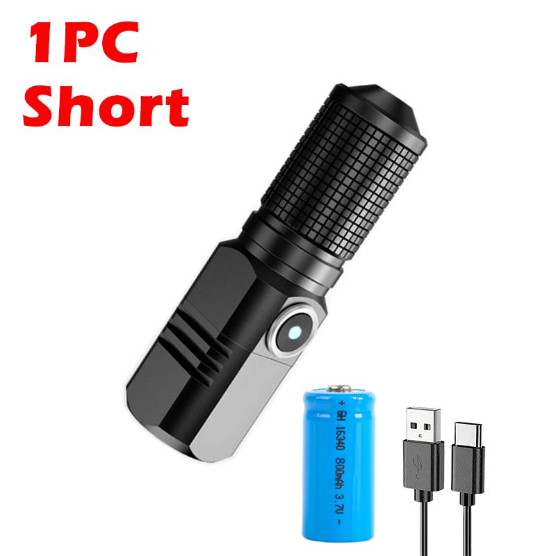 Powerful Led Flashlight XHP50 Use 18650 Battery Shot Long Smart Type-c Rechargeable Torch Lamp Waterproof Flashlight For Camping
