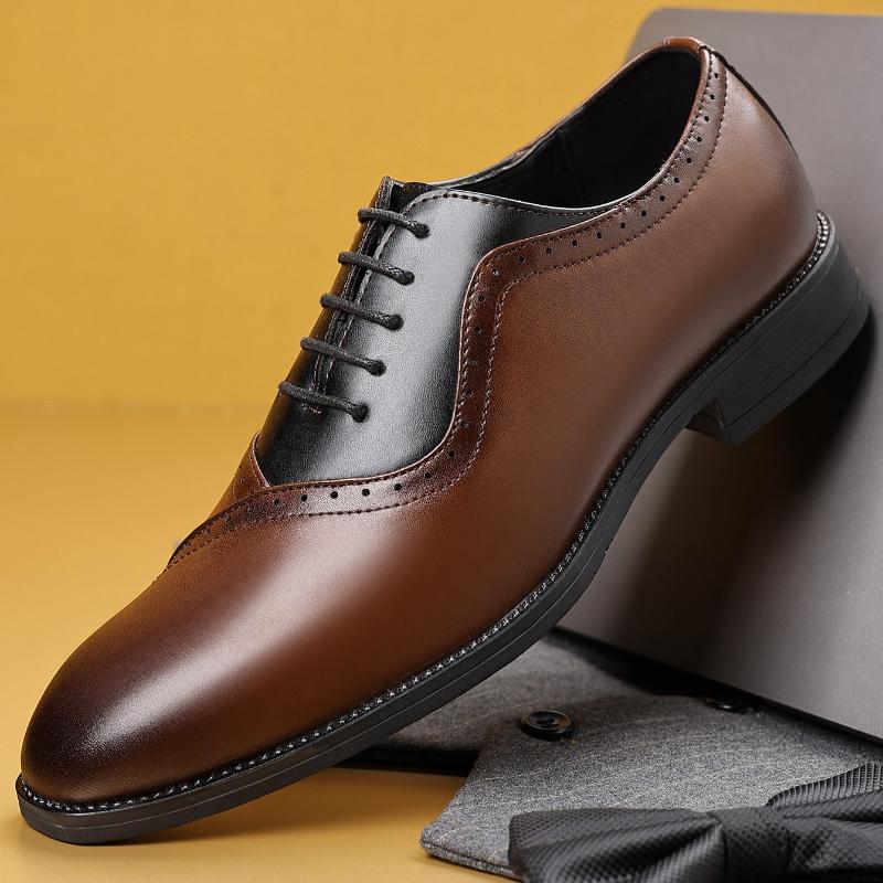 

Men s Dress Shoes High Quality Casual Leather Shoe Luxury Party Wedding Shoes for Men Business Formal Shoe Lace-Up Oxford Shoes 39 коричневий