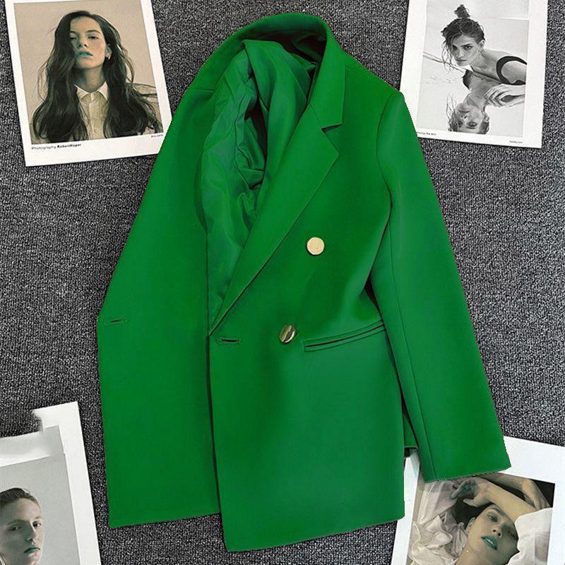 Office Lady Elegant Double Breasted Blazer Women Clothing Autumn Long Sleeve Slim Suit Jackets Casual Chic Tops Female Coat