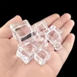 Hot Sale Miniature Square Ice Cube Design Acrylic Cabochon Charms Good Quality Transparent Clear Resin Souvenirs Artificial 20mm, 50pcs/bag