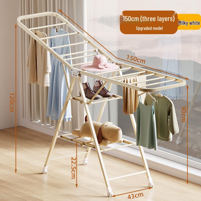 Foldable Wing-Shaped Clothes Drying Rack for Indoor/Outdoor Use