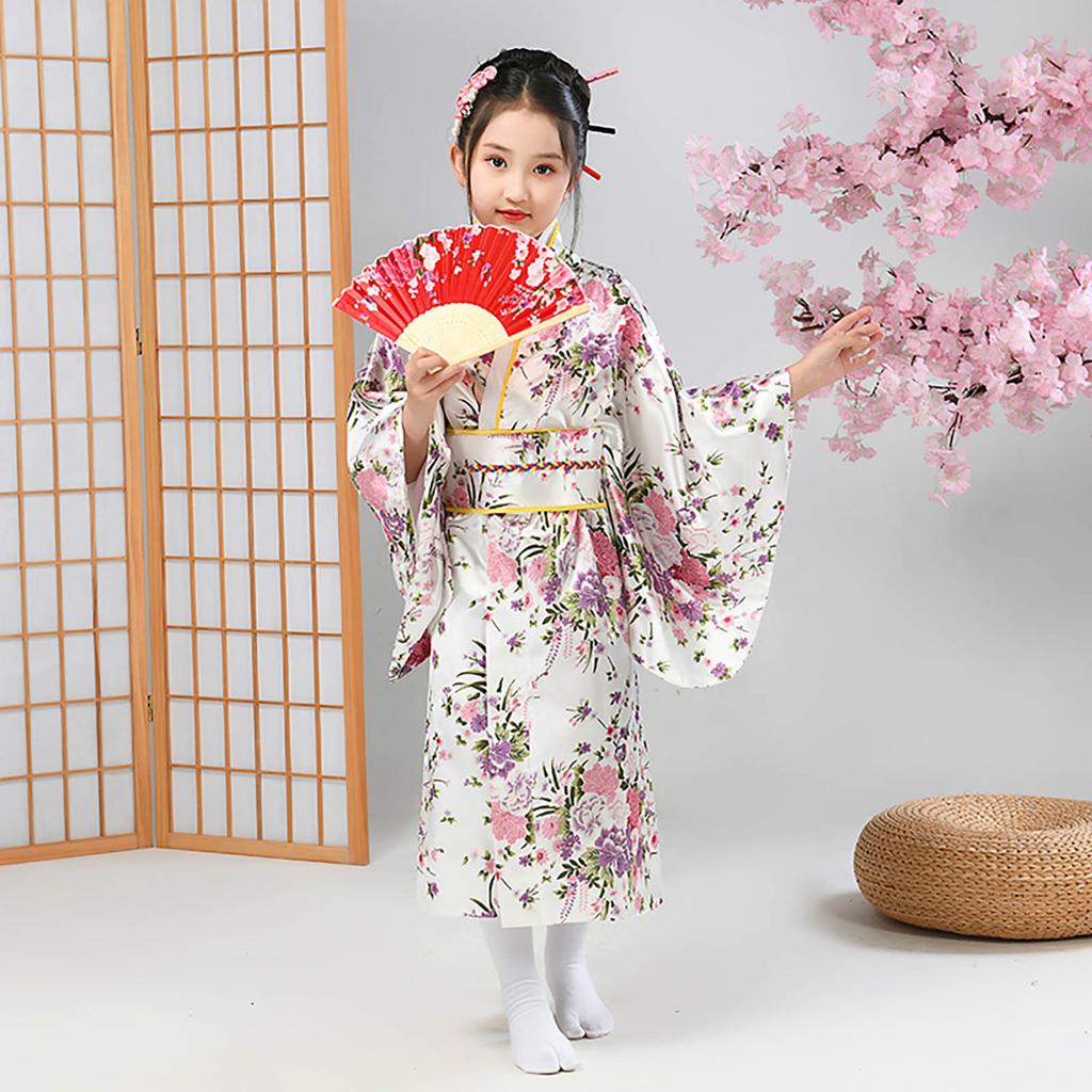 Japanese Traditional Dress Kimono Robe for Kids Girls Costume