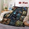 Prehistoric Creatures 2D Flat Pattern Flannel Blanket, High Quality All Seasons, Home Decor, Warmth and Comfort, Perfect for Christmas Gifts.