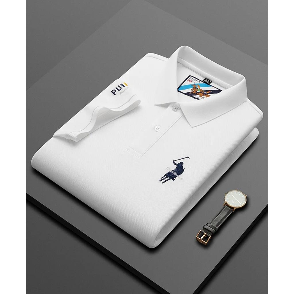 STORN Luxe Borduur Heren Poloshirt Zomer Dun Ademend 100% Katoen Zwart Marineblauw Kraag Korte Mouwen Tops Merk Kleding