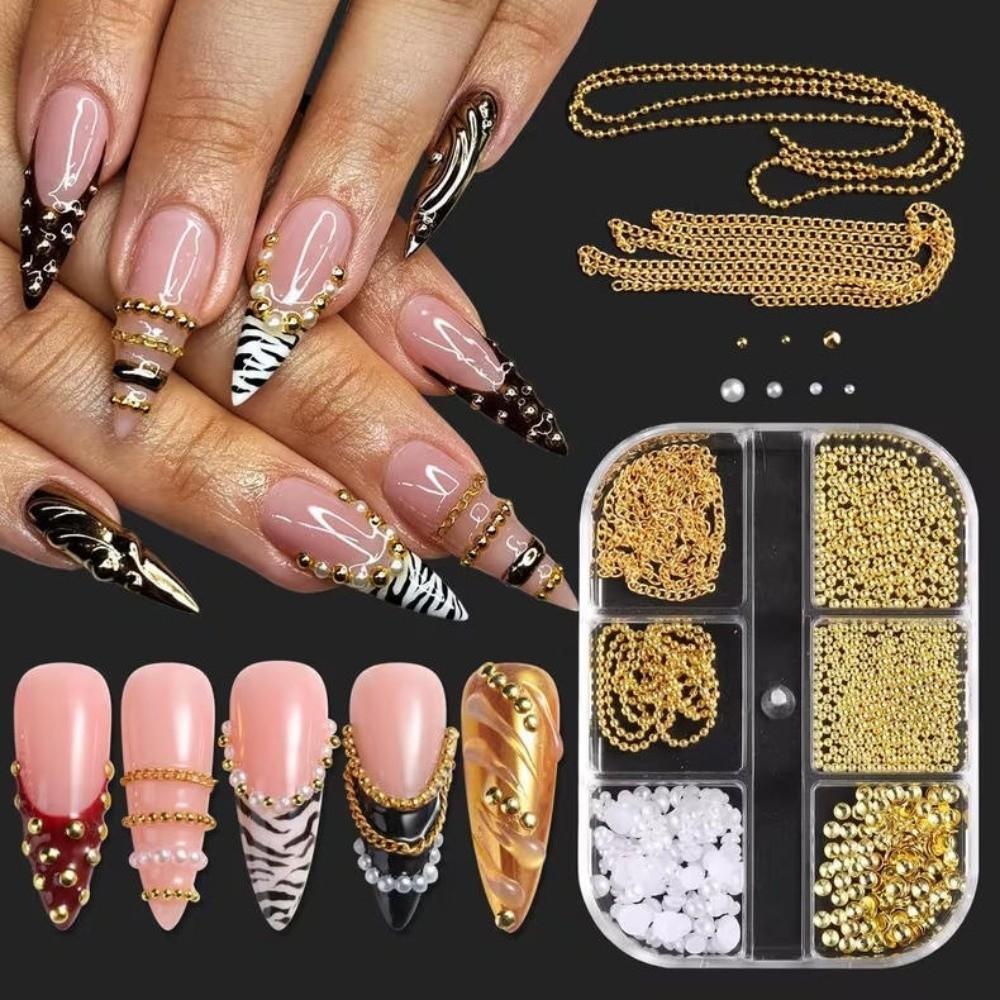 Gold Metallic Nail Art Beads Bead Rivet 3D Nail Art New Nail Art Studs Manicure Accessories