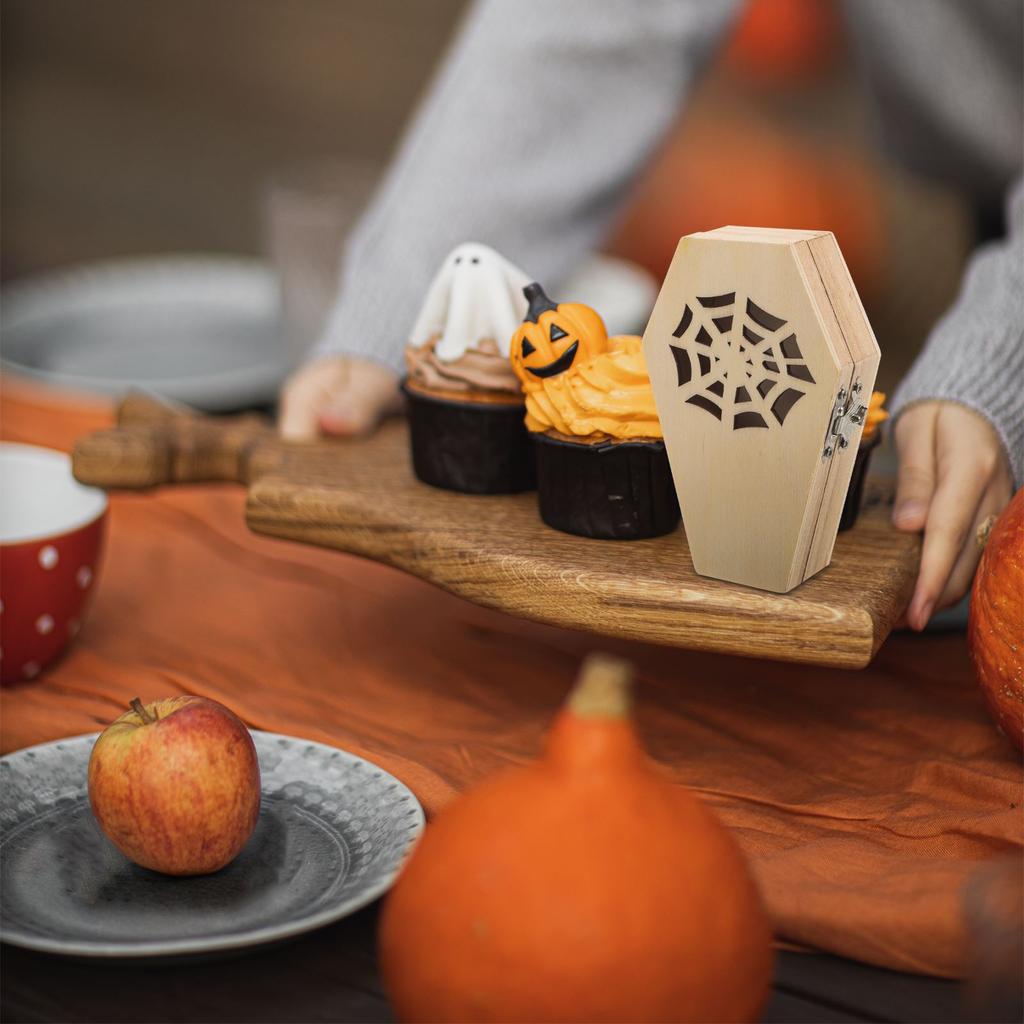 1 stücke Halloween Box Mit Deckel Halloween Dekorationen Mini Holz Sarg Box Sarg Behandeln Candy Box Halloween Sarg Box Für Party