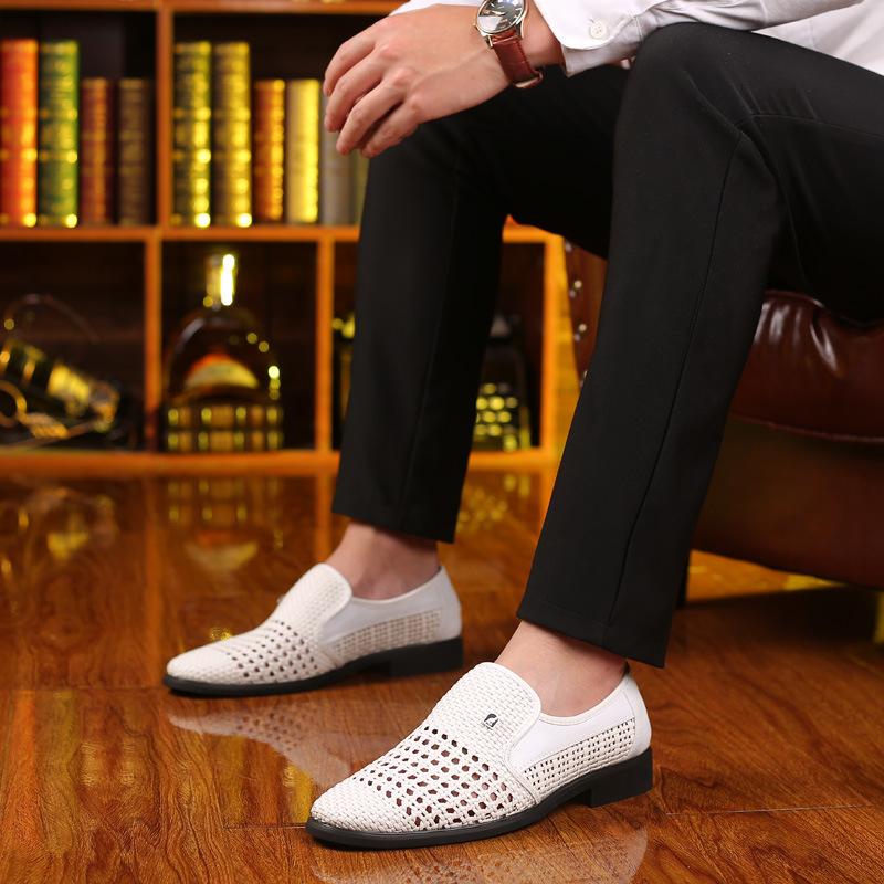 Summer new men's sandals business dress handwoven breathable leather shoes men's hole shoes men's shoes trade shoes