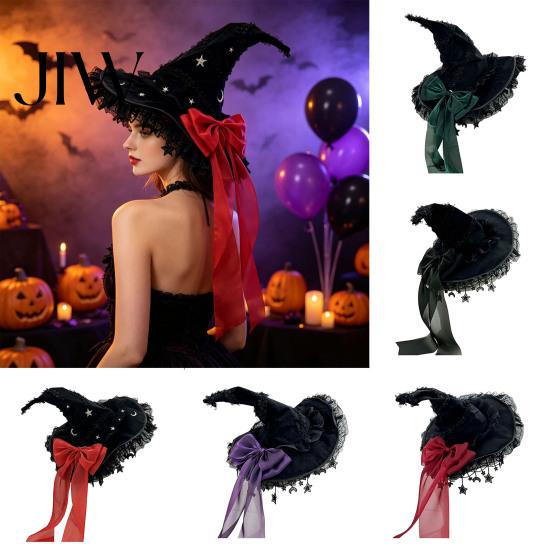 Dark Lolita Costume Accessories Gothic Witch Hat for Women, Style Halloween Accessory, Lightweight Party Outfit Essentials with Lace & Bow, Adjustable