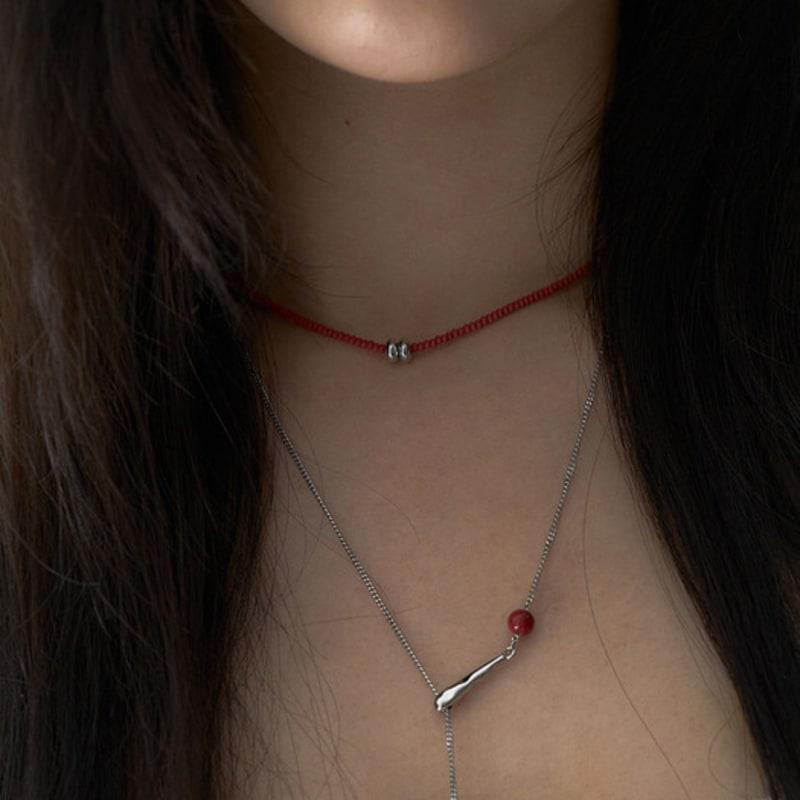 OURPIERRE SILVER DONUT NECKLACE RED