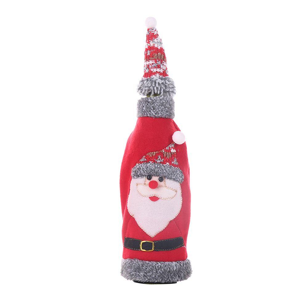 Party Table Decor Xmas Gift Santa Claus Wine Bottle Cover Bottle Dress Up Christmas Ornaments