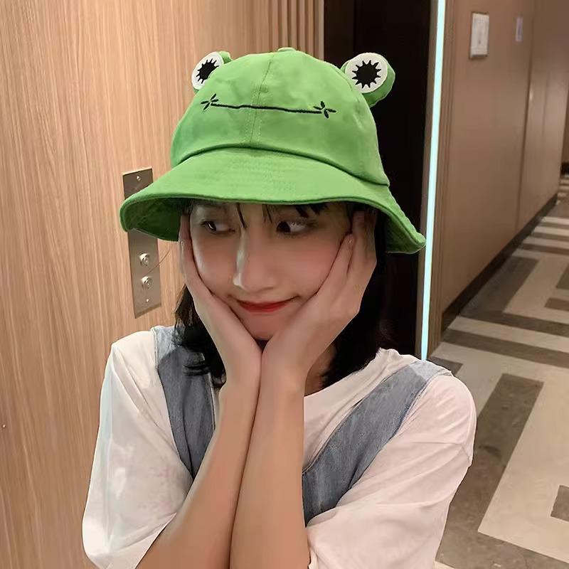 Summer versatile fashion basin hat student visor cute soft sister cartoon frog fisherman hat children