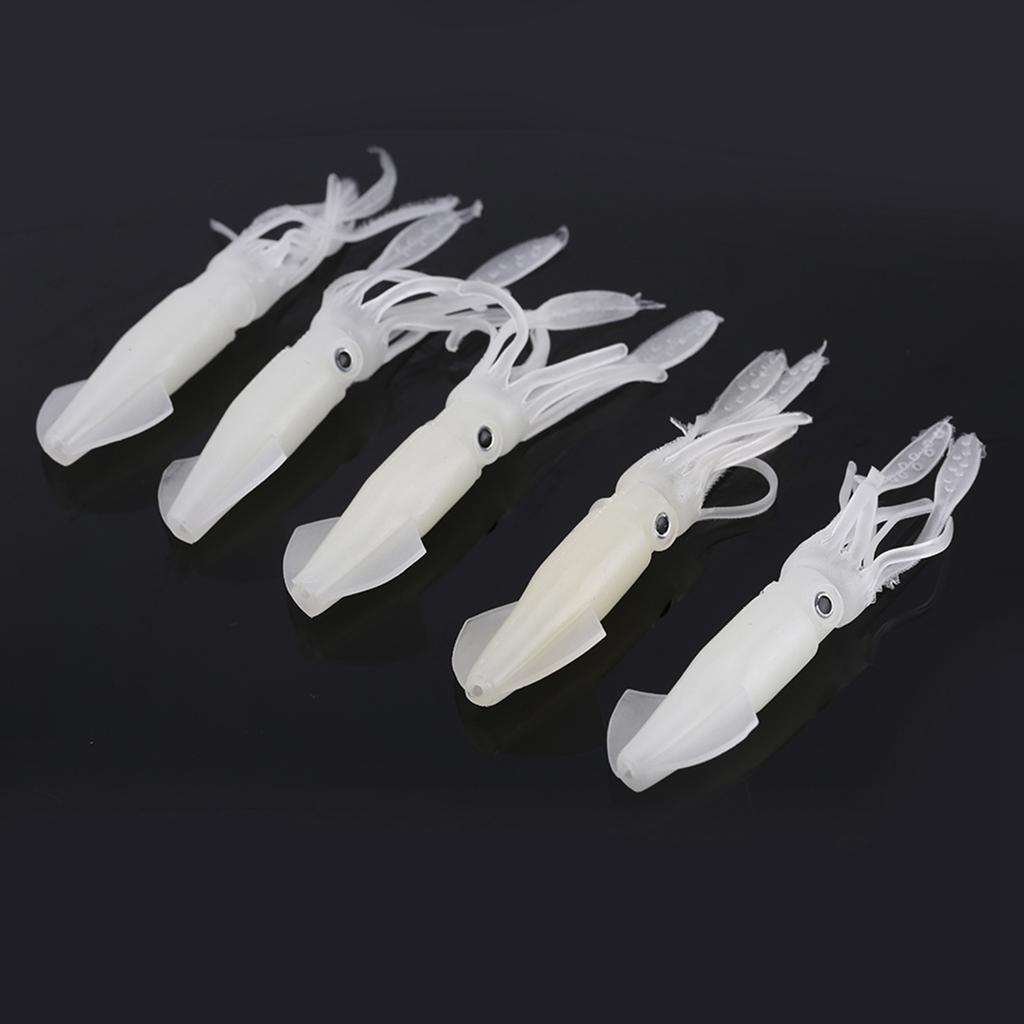 5pcs Glow In Dark Fishing Tackle Luminous Soft Squid Octopus Fishing Lures Bait (#1)