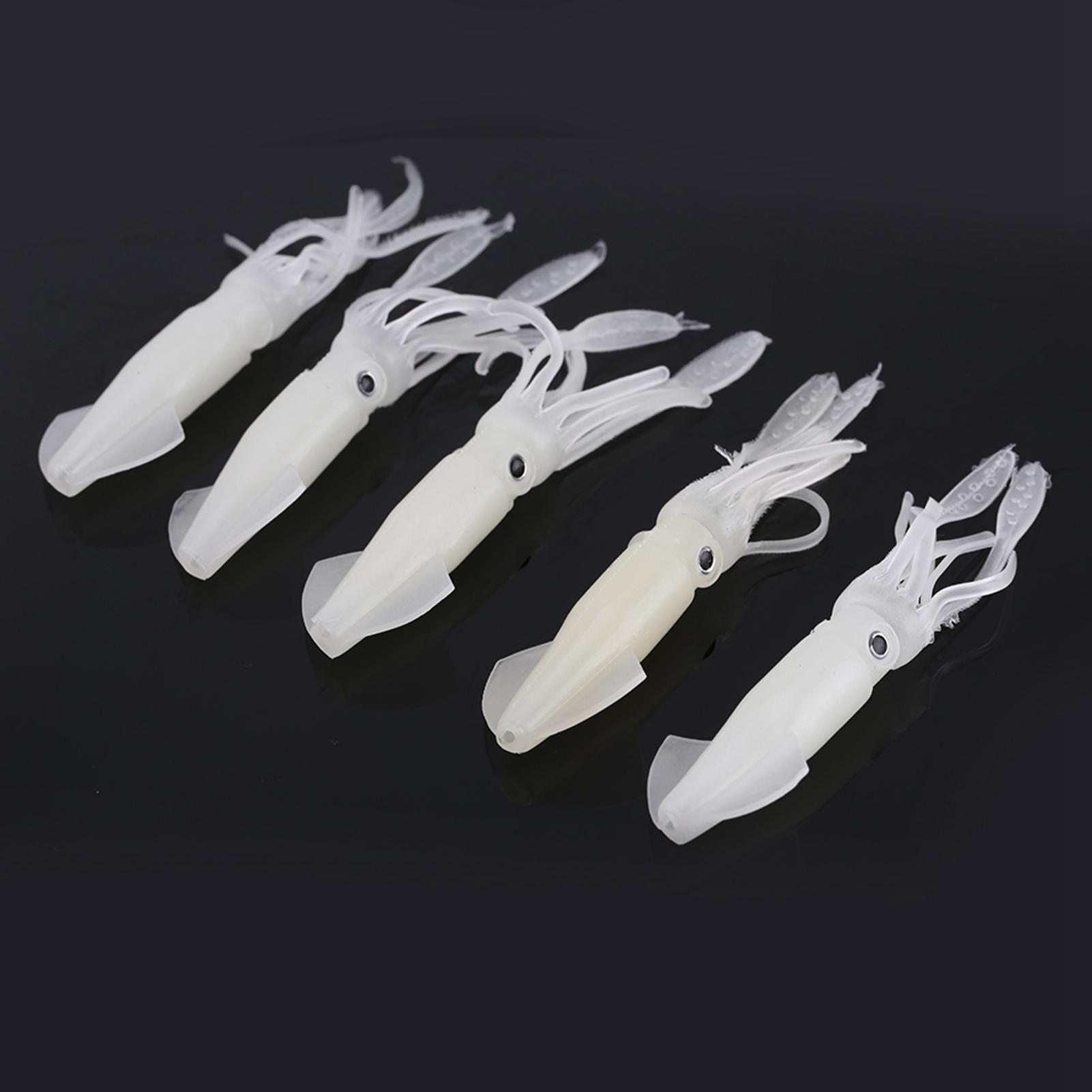 5 stuks Glow in the Dark Visgerei Lichtgevende Zachte Inktvis Octopus Vis Lokaas (#1) gray