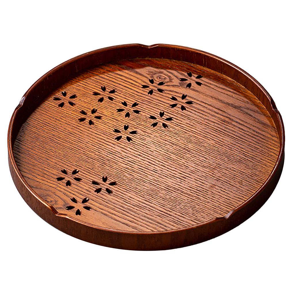 Tee Tablett Kirschblütenmuster Holz Teeplatte Grüntee Backen Servierplatte für Zuhause Teehaus Rund