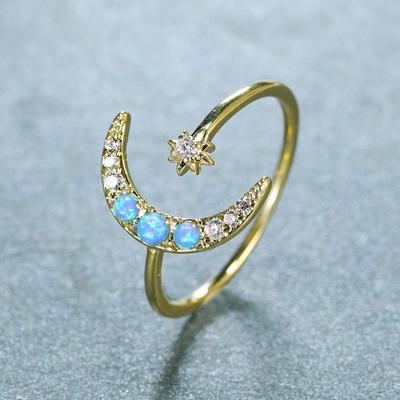 Star Moon Opening Ring Female Exquisite Design Mini Handpiece