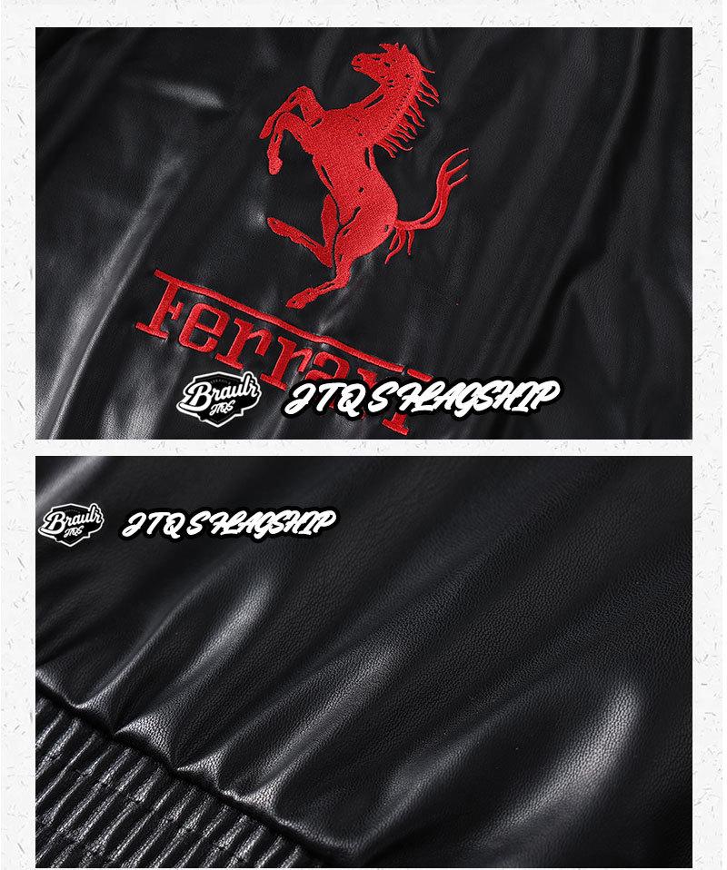 Motocyklová bunda z PU kože s fleecovou podšívkou a americkou výšivkou