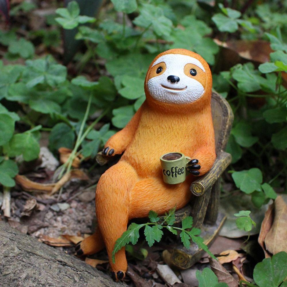 

Resin Art Garden Sloth Statue Solid Rocking Chair Sloth Ornaments Outdoor Slot