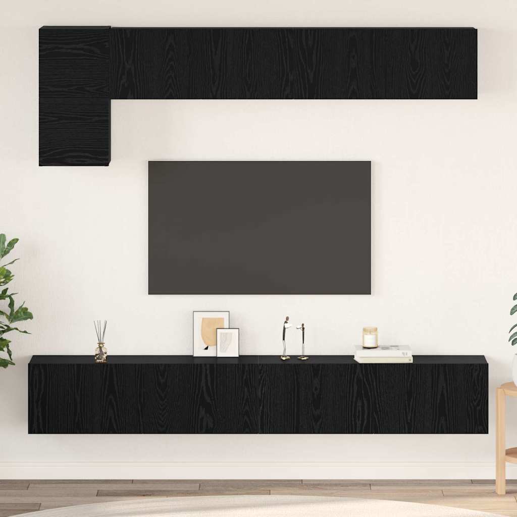 TV Cabinet Set 5 pcs Black Oak Effect Particleboard