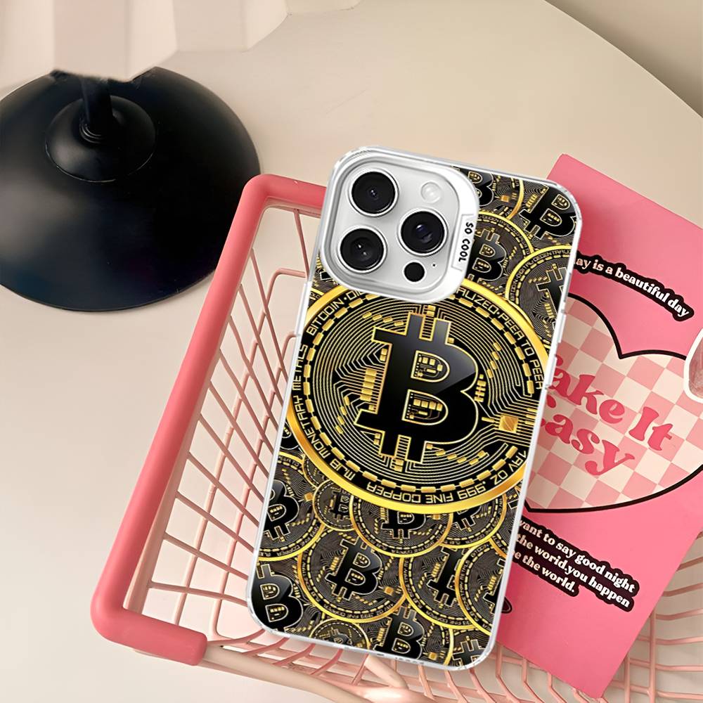

B-Bitcoin Phone Case Color Silver Shell For LPhone 17 16 16e 15 14 13 12 11 Pro Max Plus iPhone 14 plus