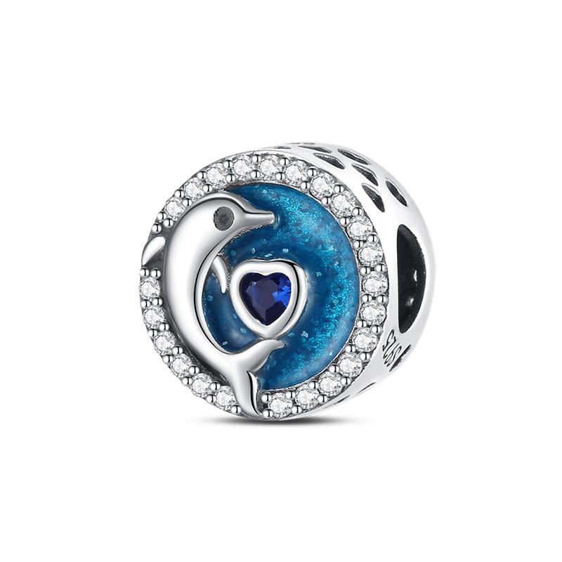 Copper Jellyfish Dolphin Turtle Starfish Shell Luminous Ocean Series Charms Beads Fit 3Mm Original Bracelets Diy Jewelry