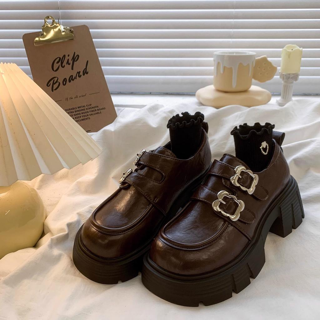 British Style Loafers Cotton Shoes Women's 2025 Spring and Autumn New Platform Thick Heel Retro Fluffy Mary Jane Small Leather Shoes