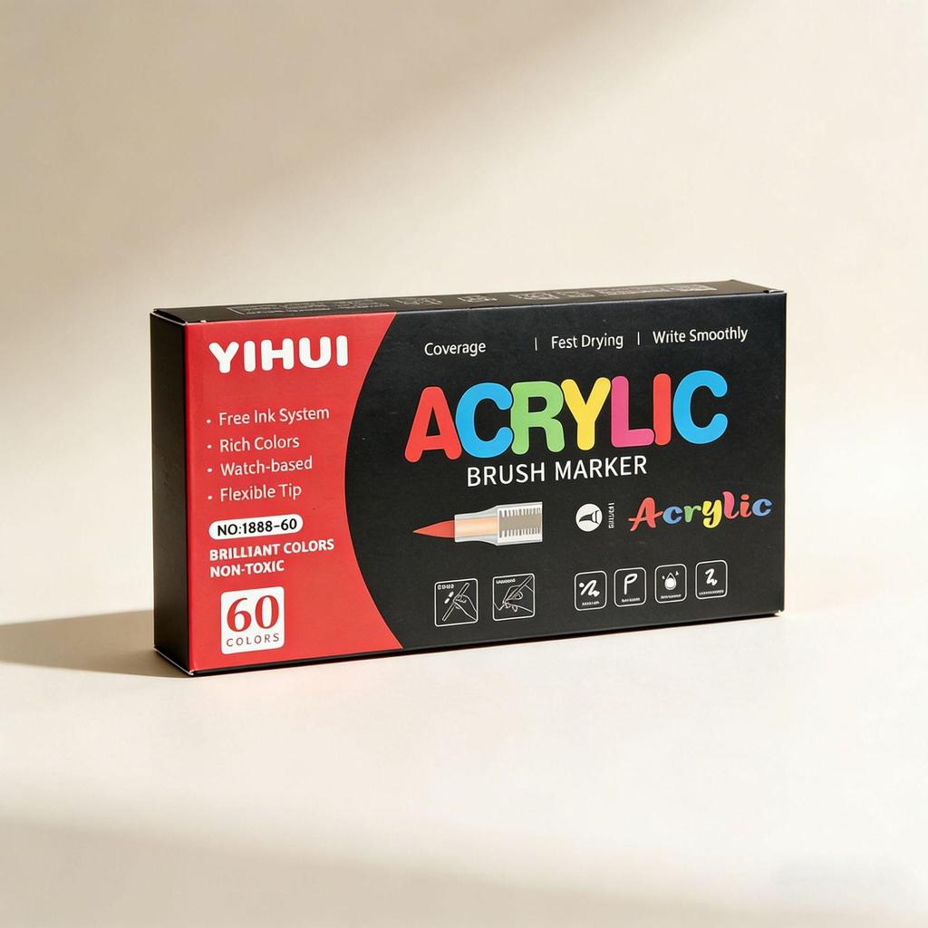 TK Acrylic Liquid Marker with Soft Tip: No Press Needed, Waterproof, Stackable Colors for Student Drawing